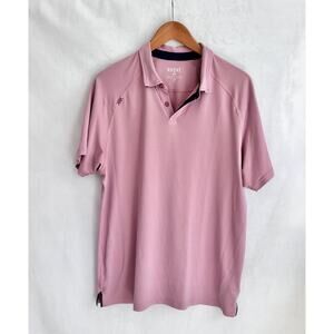 Rhone Polo Shirt Men LARGE Pink Geometric Performance Stretch Golf Casual EUC